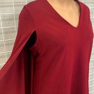VKY & CO cape/sleeve burgundy dress size 18